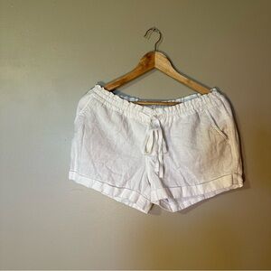 Old Navy White Drawstring Linen Blend Shorts